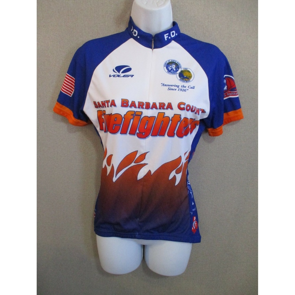 Voler 3/4 Zip Race Raglan Cycling Jersey Size Medium Santa Barbara Firefighters